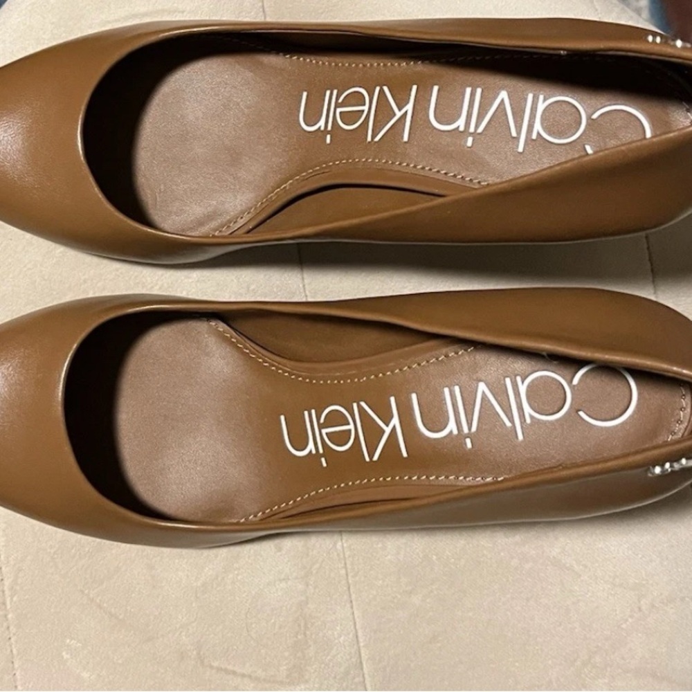 Calvin Klein Brown Leather Flats Versatile Everyday Wear New without the box